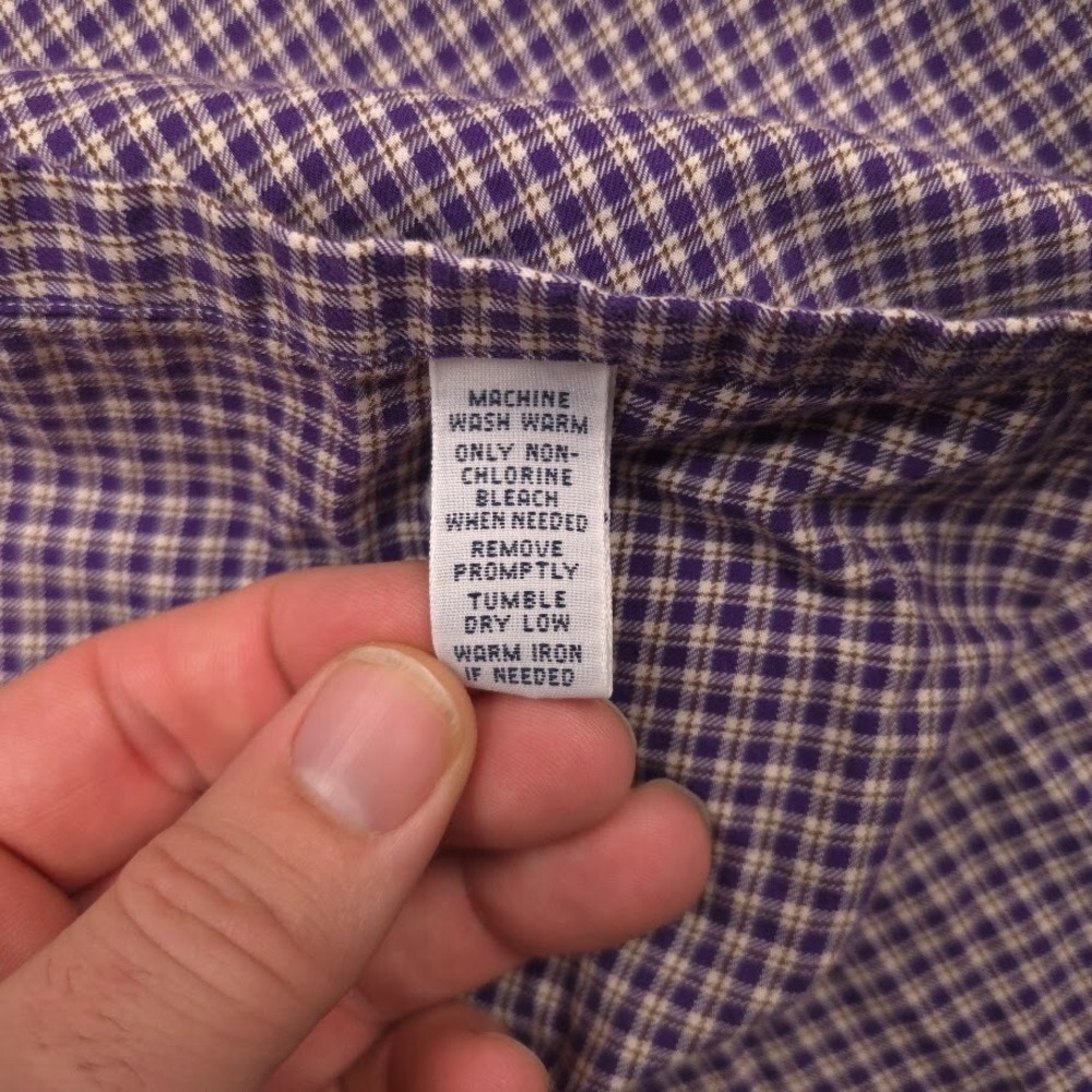 Ralph Lauren Button Down Shirt Men XL Purple Micro Plaid Classic Fit Long Sleeve - Picture 8 of 10